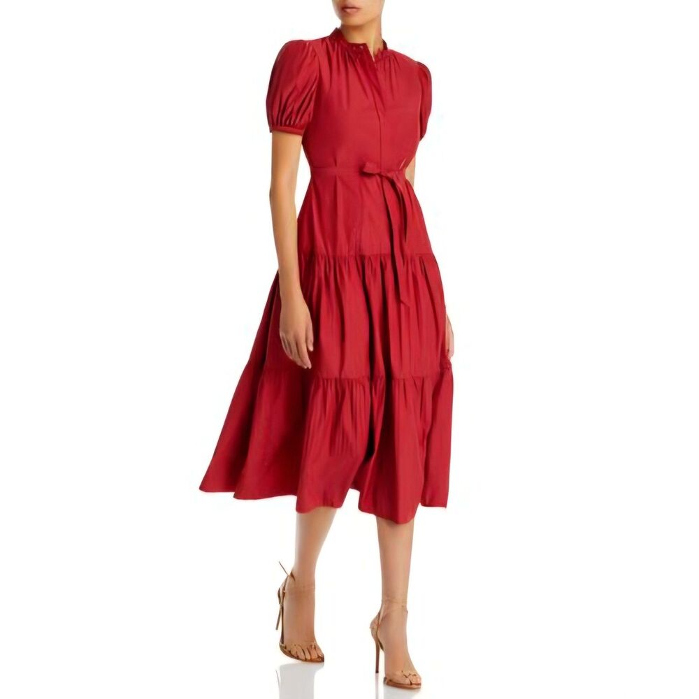 Derek Lam 10 Crosby Rhubarb Alexandra Puff Sleeves Dress Size 0 NWT
